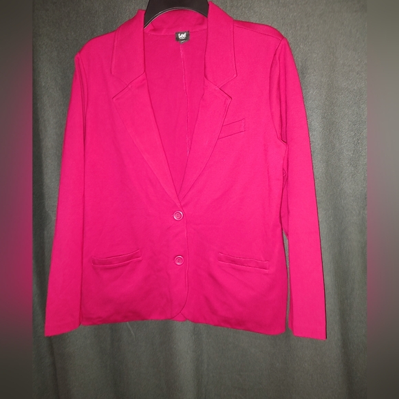 Lee Blazer Jacket Red Button Pockets Long sleeve LARGE Lapels Pre-owned - Picture 1 of 12
